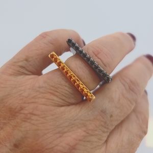 Vita Fede 24k Gold-Plated & Chromed Spike Ring Swarovski Crystals NEW